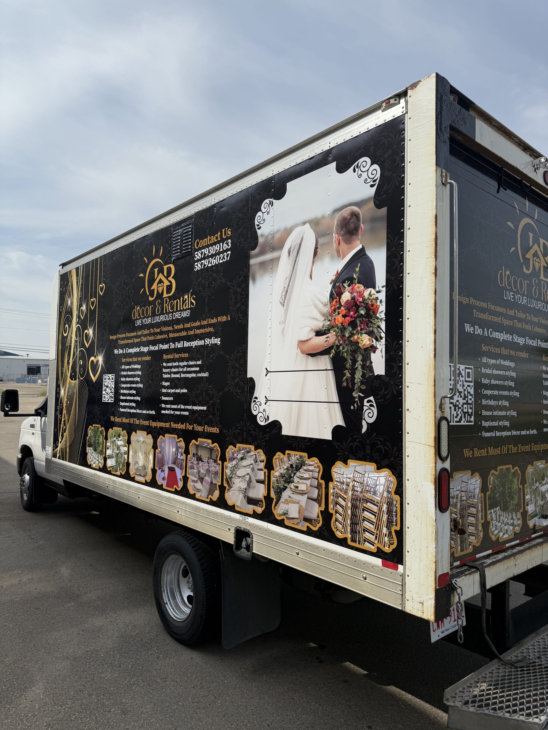 Commercial vehicle with fleet vehicle wrap graphics on the side done by Karzilla in Edmonton